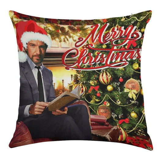 Die Hard Hans Gruber Merry Christmas Linen Throw Pillow Cover