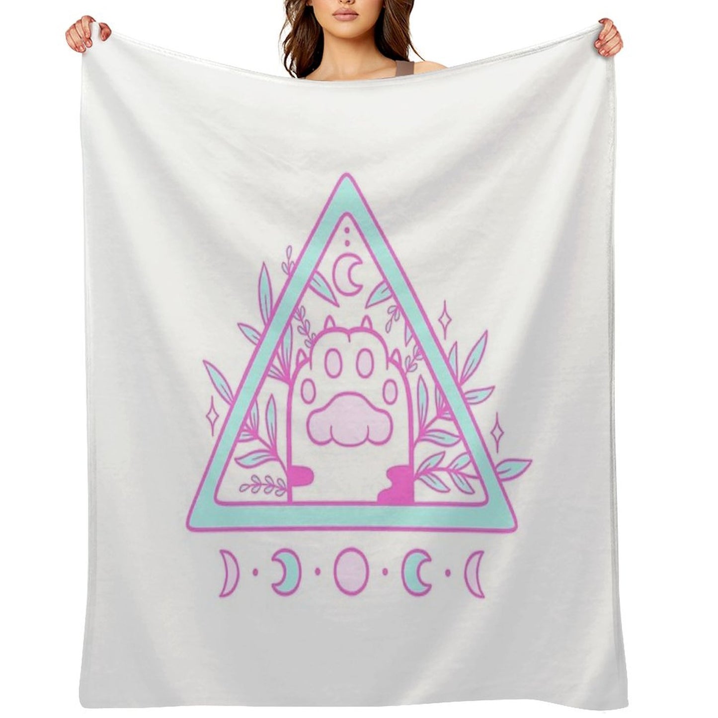 Witchy Cat Paw 02 Nikury Throw Blanket