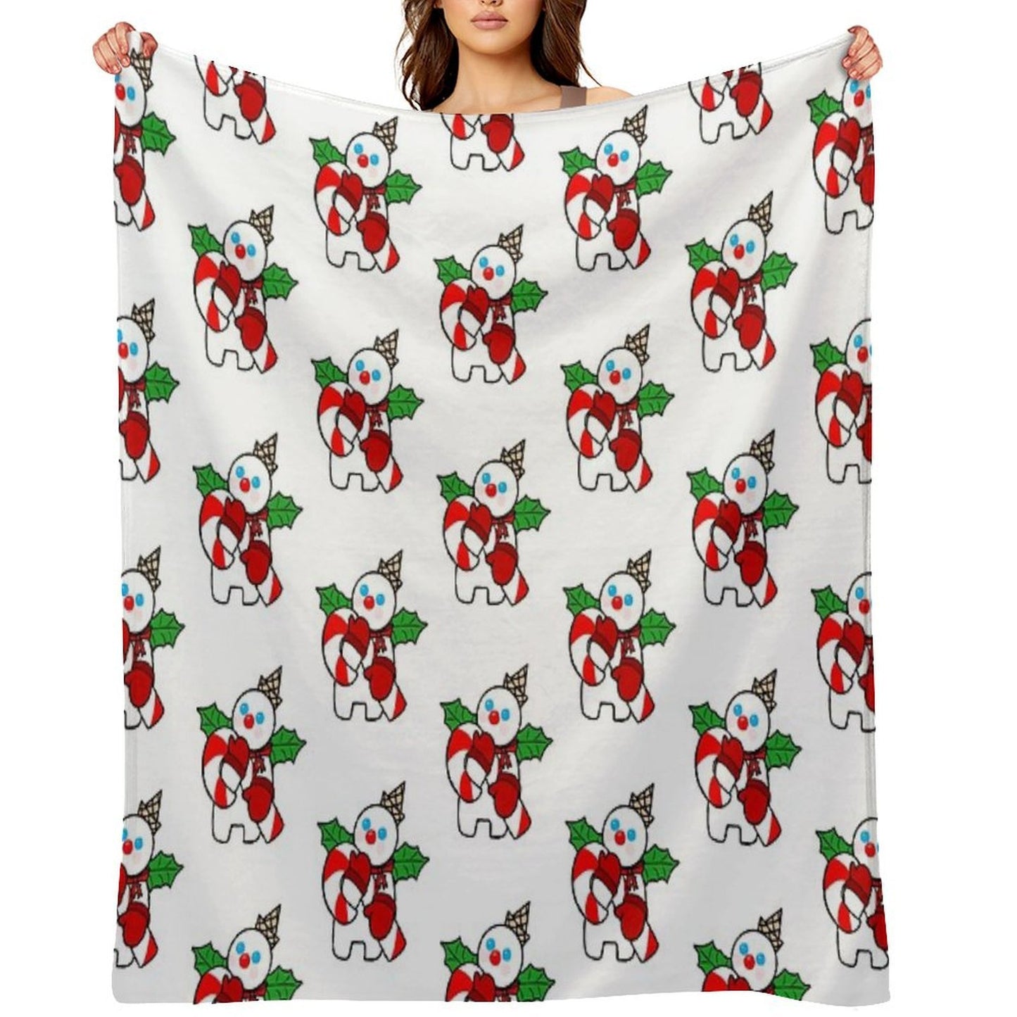Mr. Bingle with Candy Cane Throw Blanket