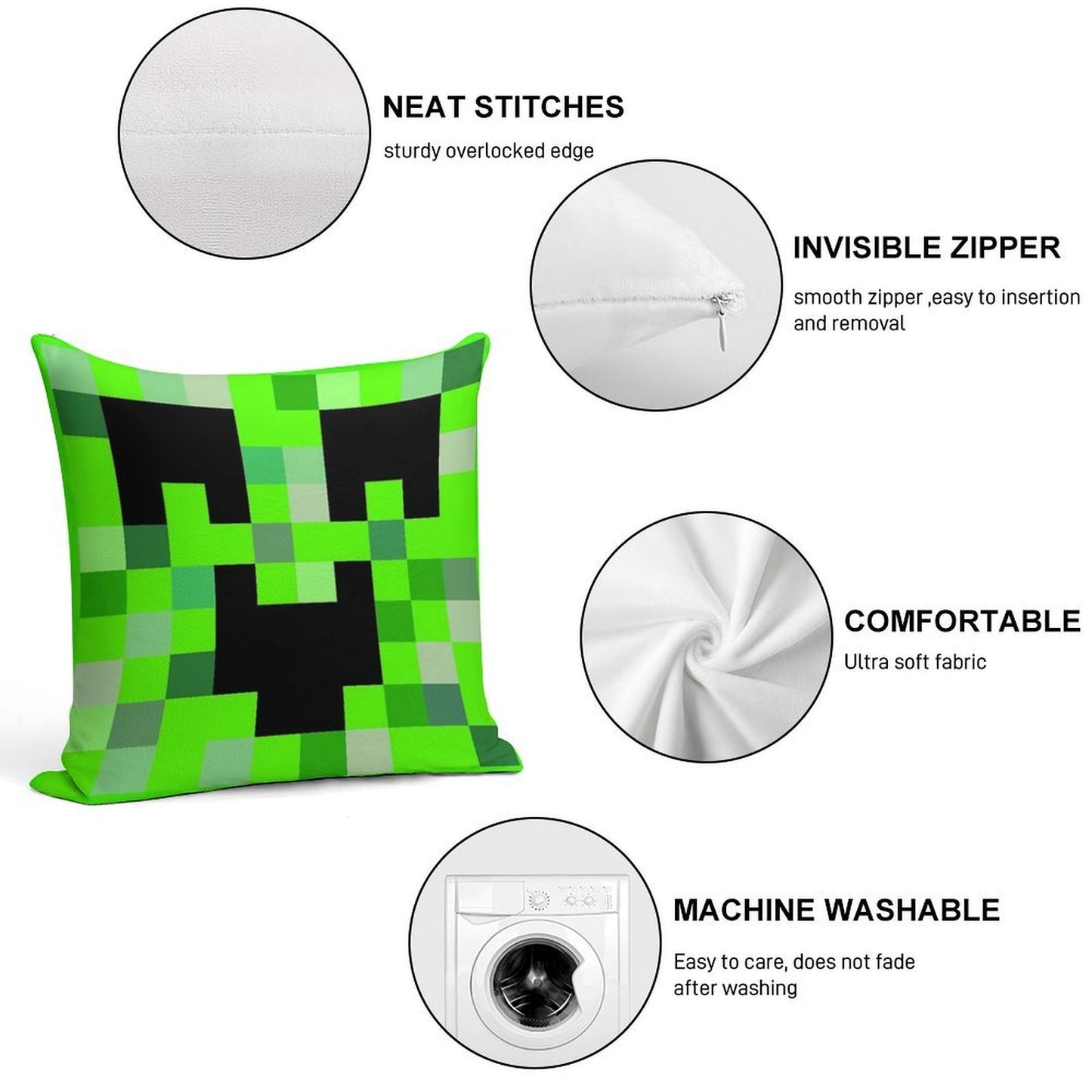 Kawaii Creeper Soft Bedroom Essential Throw Pillow