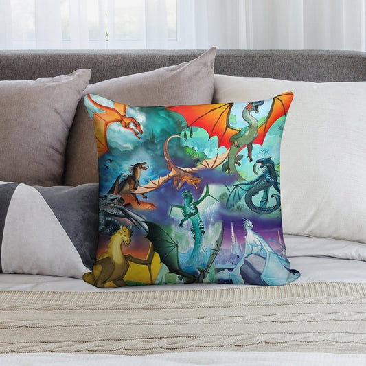 Wing of Fire All Dragon Pattern Background Soft Anti-Pilling Throw Pillow