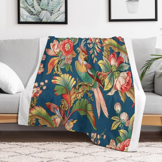 Antique French Chinoiserie in Blue Throw Blanket