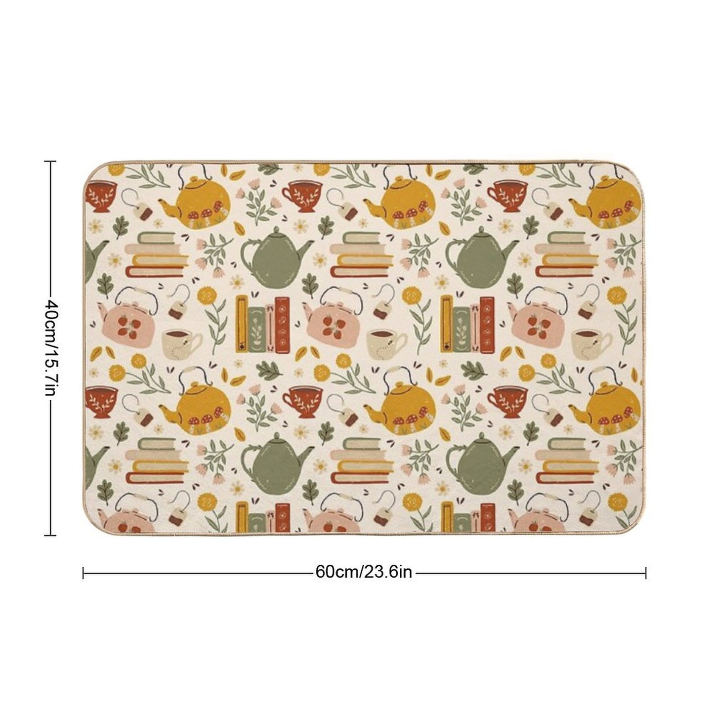 Flowery Books And Tea Bath Mat