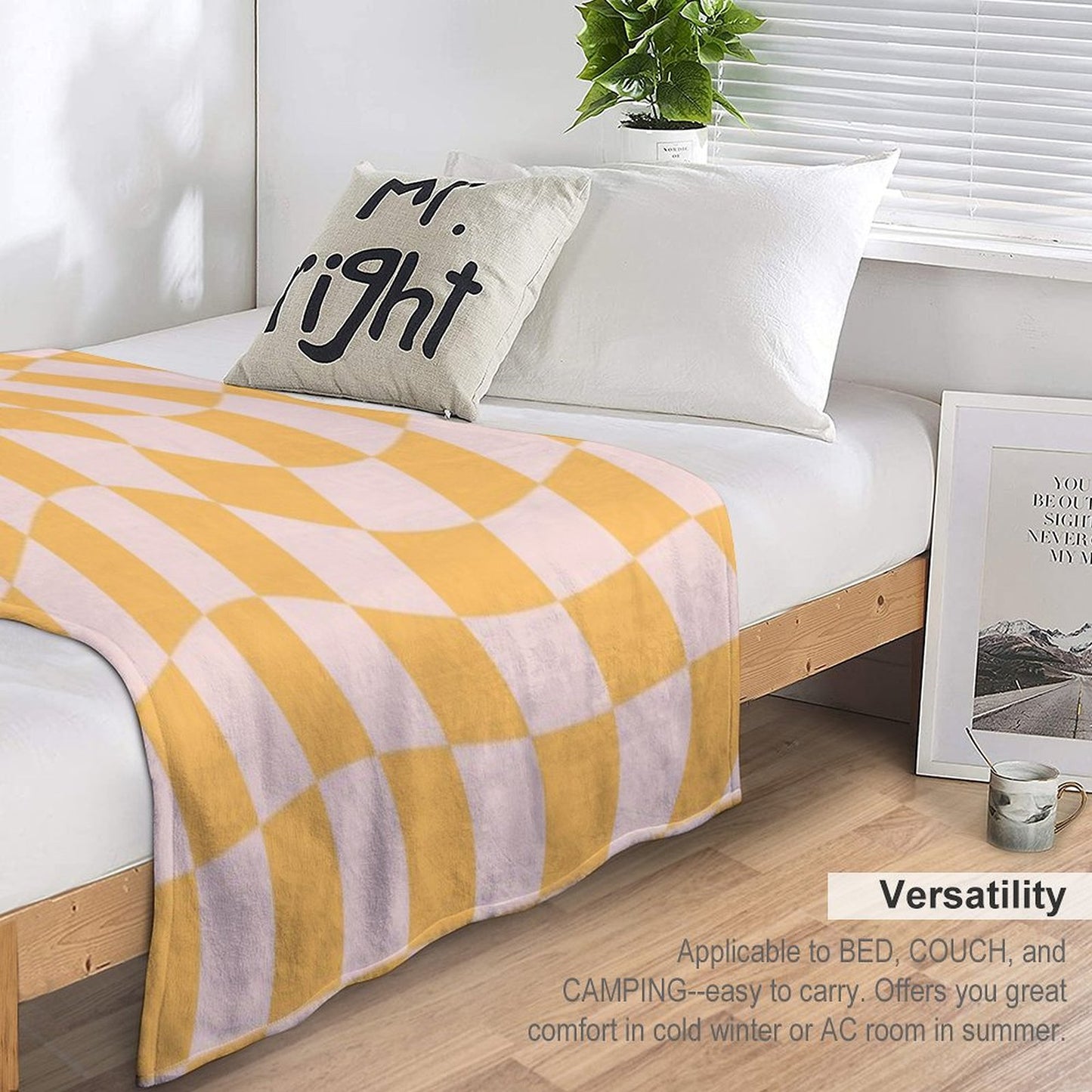 Check I - Yellow Twist Throw Blanket