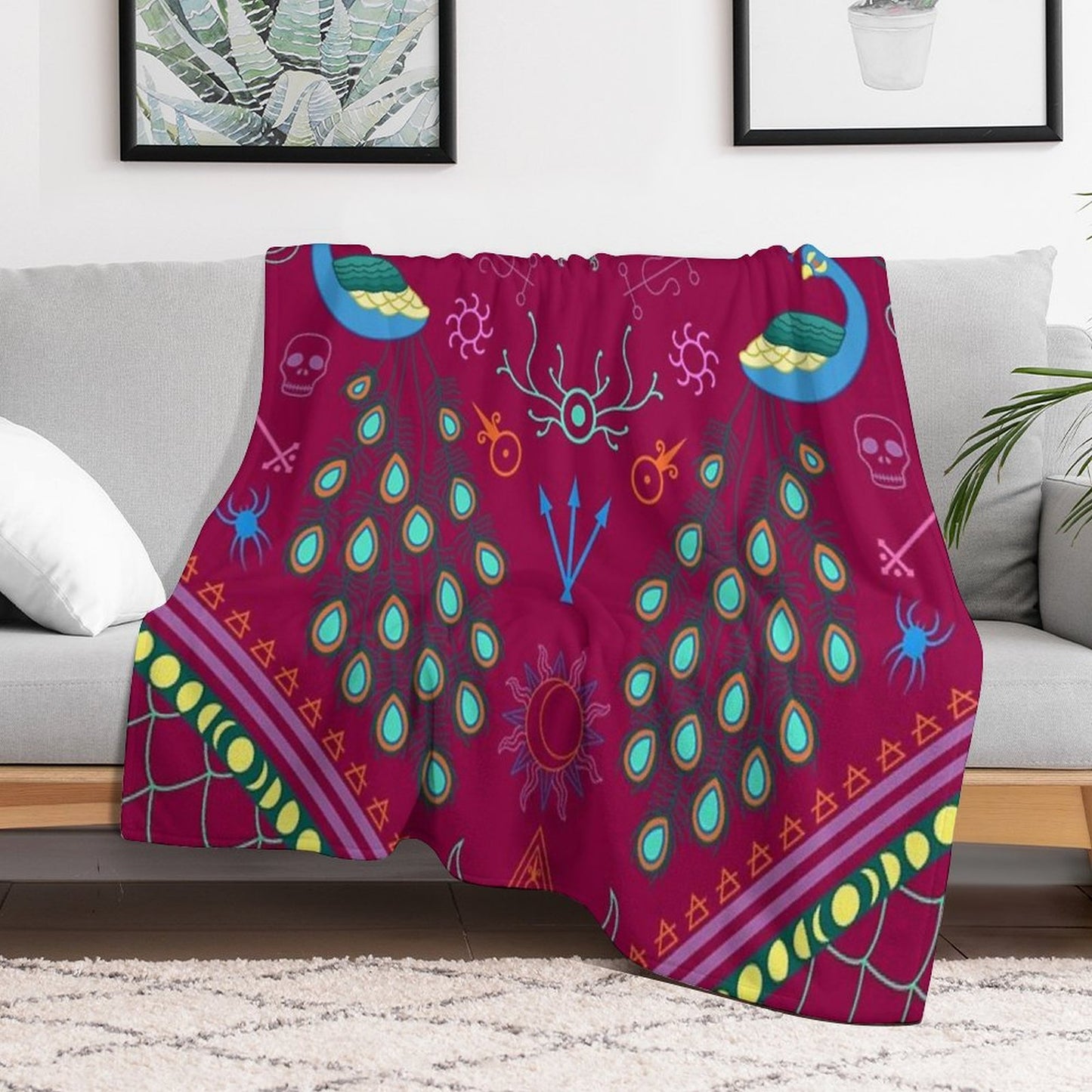 Mollymauk Tealeaf Inspired Print Throw Blanket
