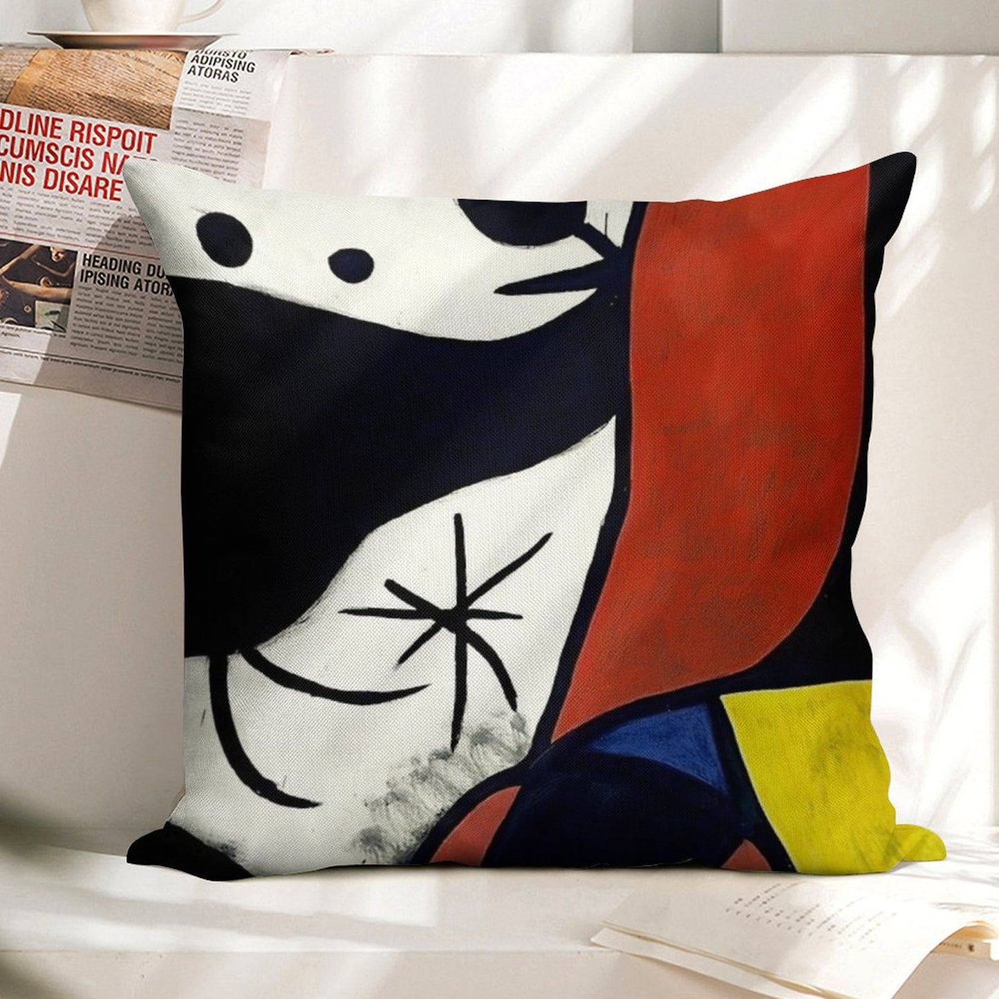 Mirò Art 1 Linen Throw Pillow Cover