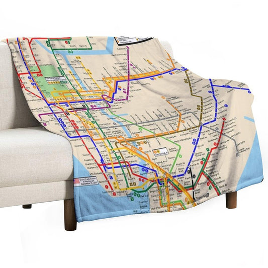 New York City Subway Map Throw Blanket
