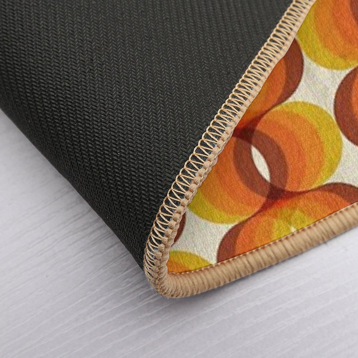 Orange, Brown, And Ivory Retro 1960s Wavy Pattern Bath Mat