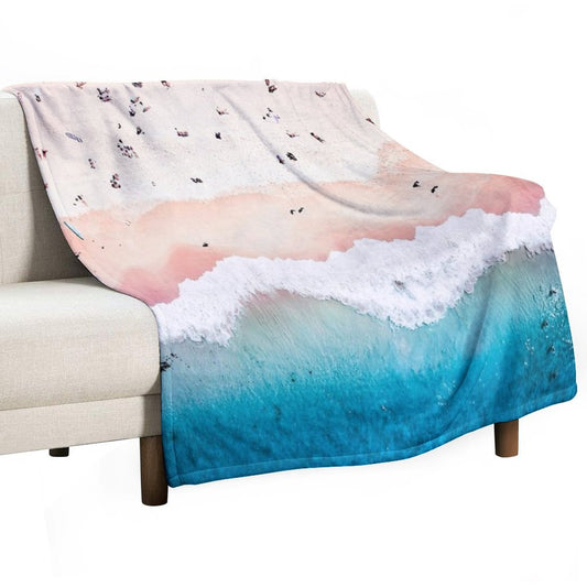Aerial Sandy Beach Throw Blanket