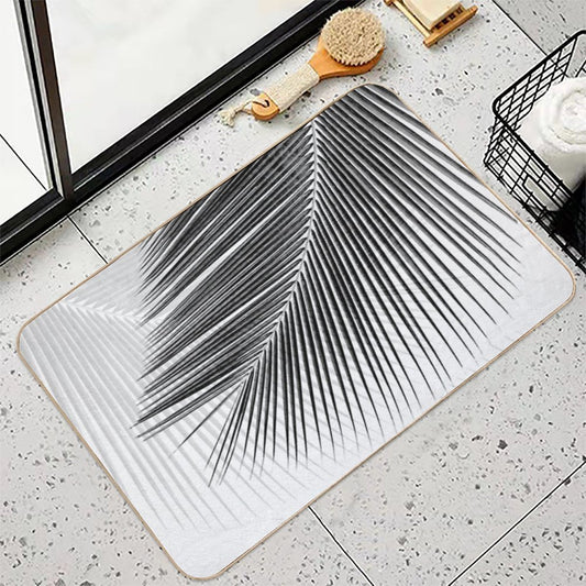 Palm Leaf Synchronicity - Bw Bath Mat