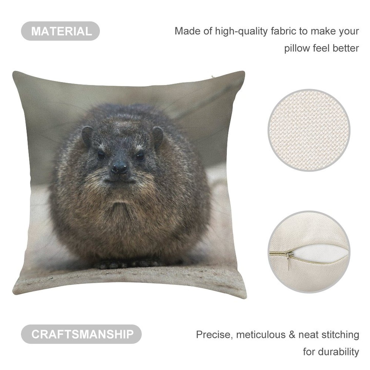 Rock Hyrax Linen Throw Pillow Cover