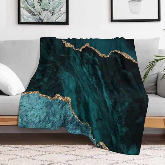 Teal & Gold Agate Texture 02 Throw Blanket