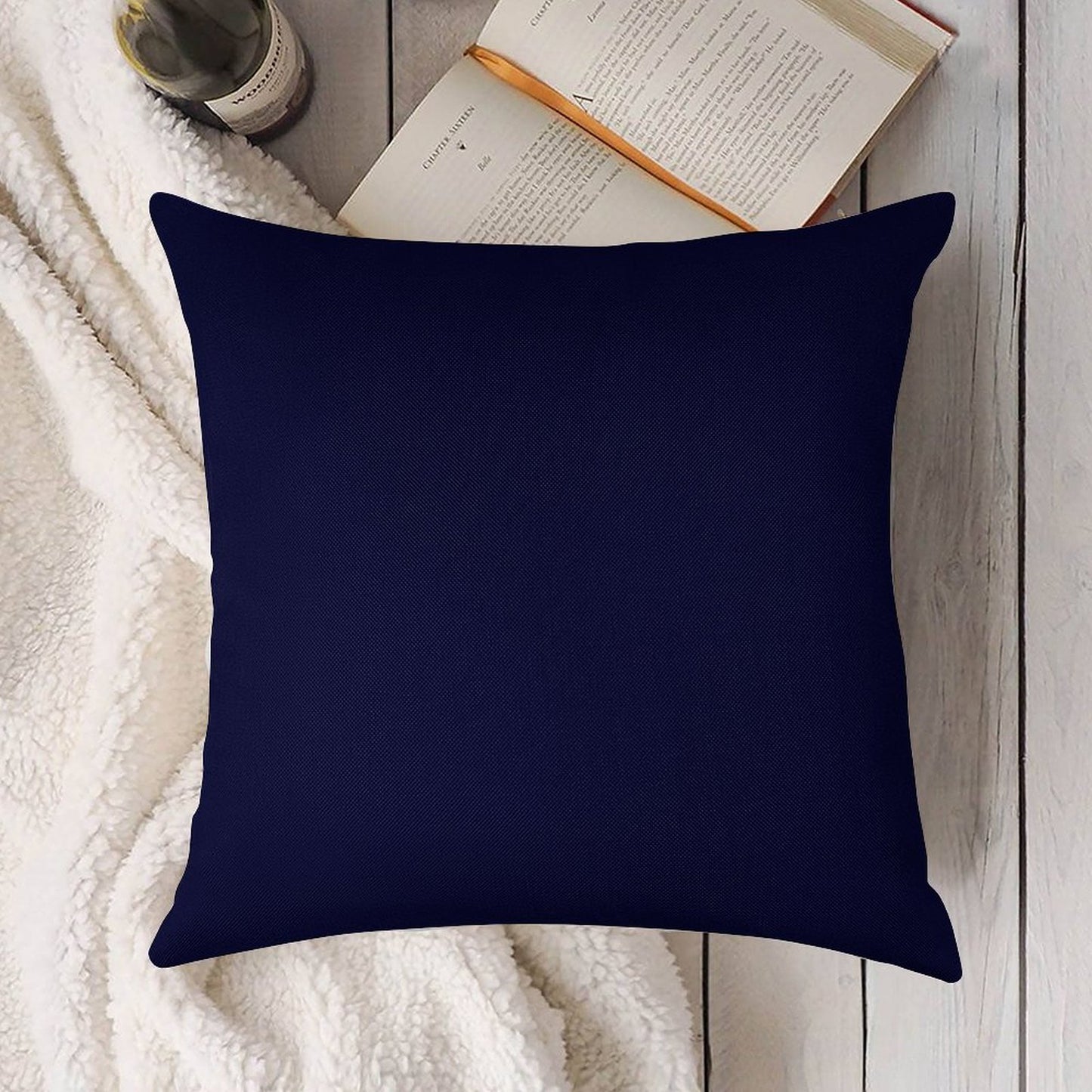 Navy Blue Solid Color Linen Throw Pillow Cover