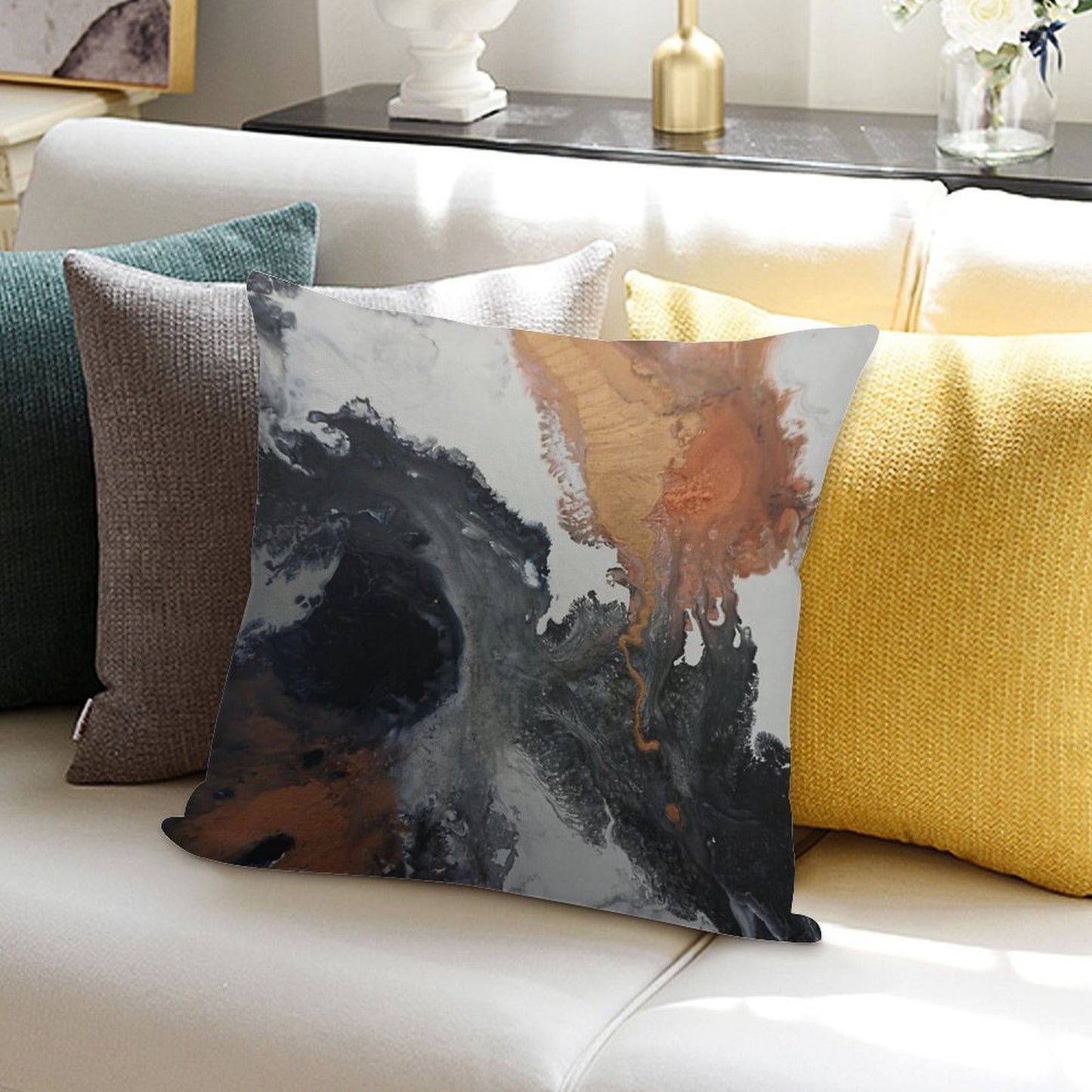 Mono Copper Soft Style Accent Throw Pillow