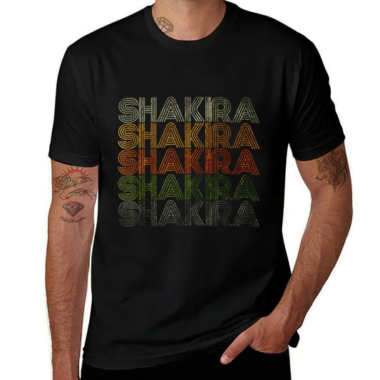 Love Heart Shakira GrungeVintage Style Black Shakira  Rolled Sleeves T-Shirt