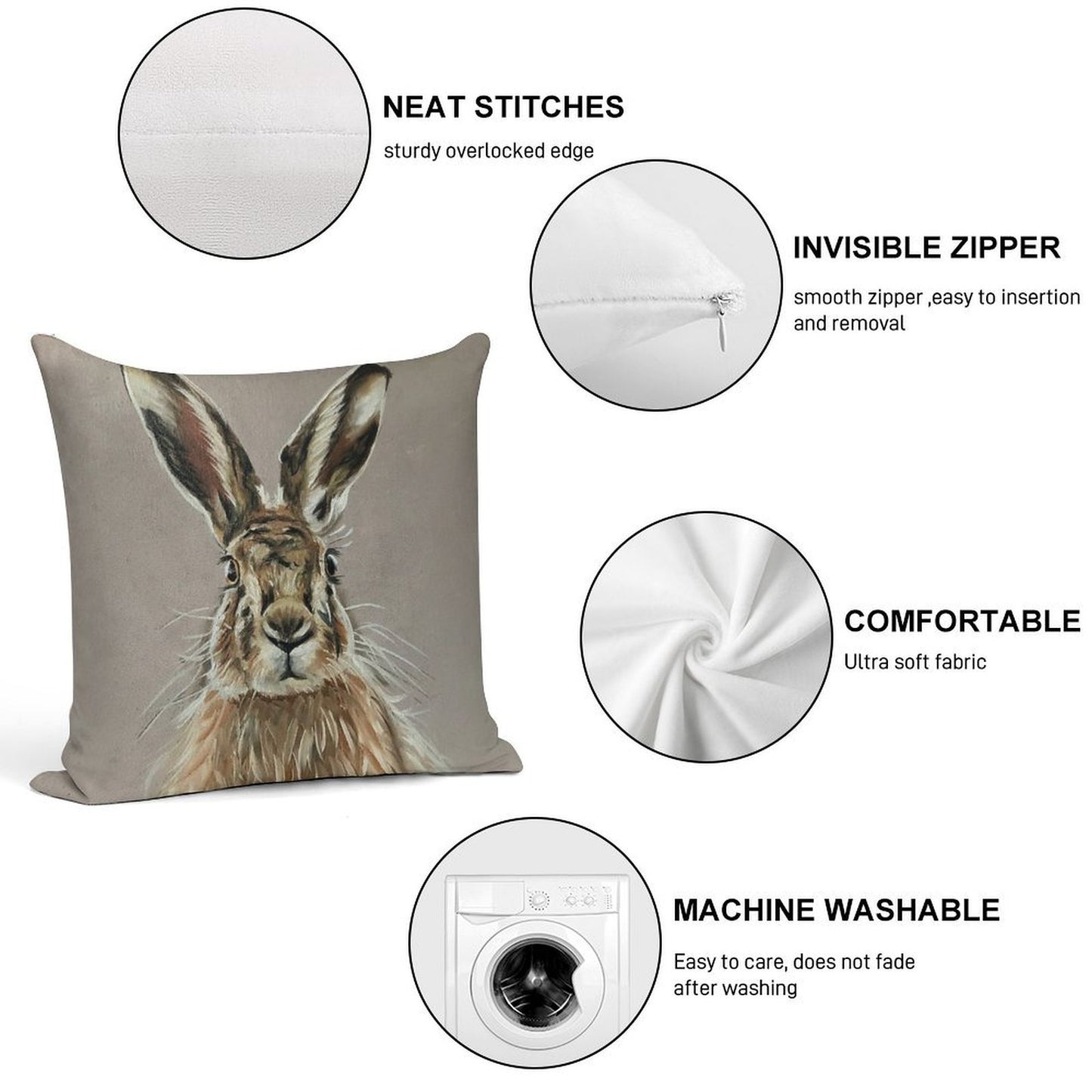 Hare Soft Gift Ready Throw Pillow