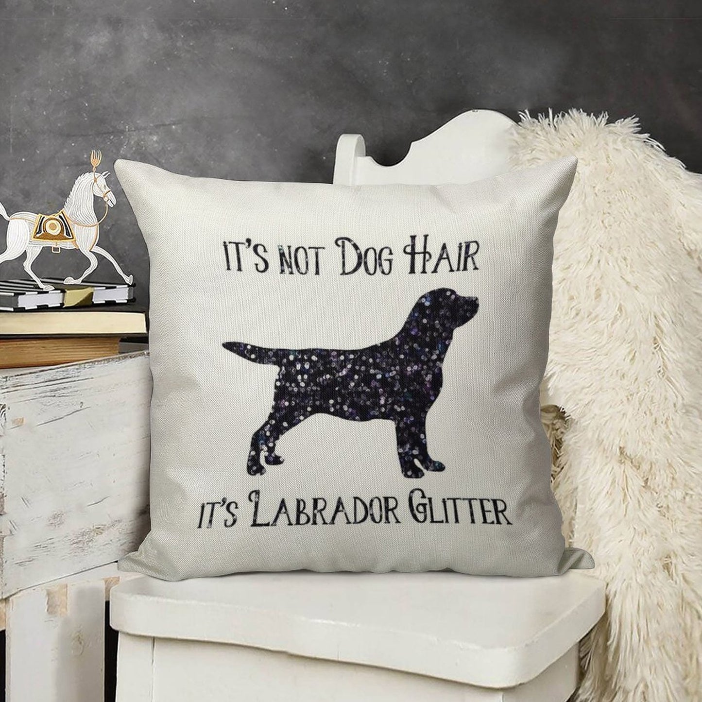 It's Not Dog Hair , Its Labrador Glitter Linen Throw Pillow Cover