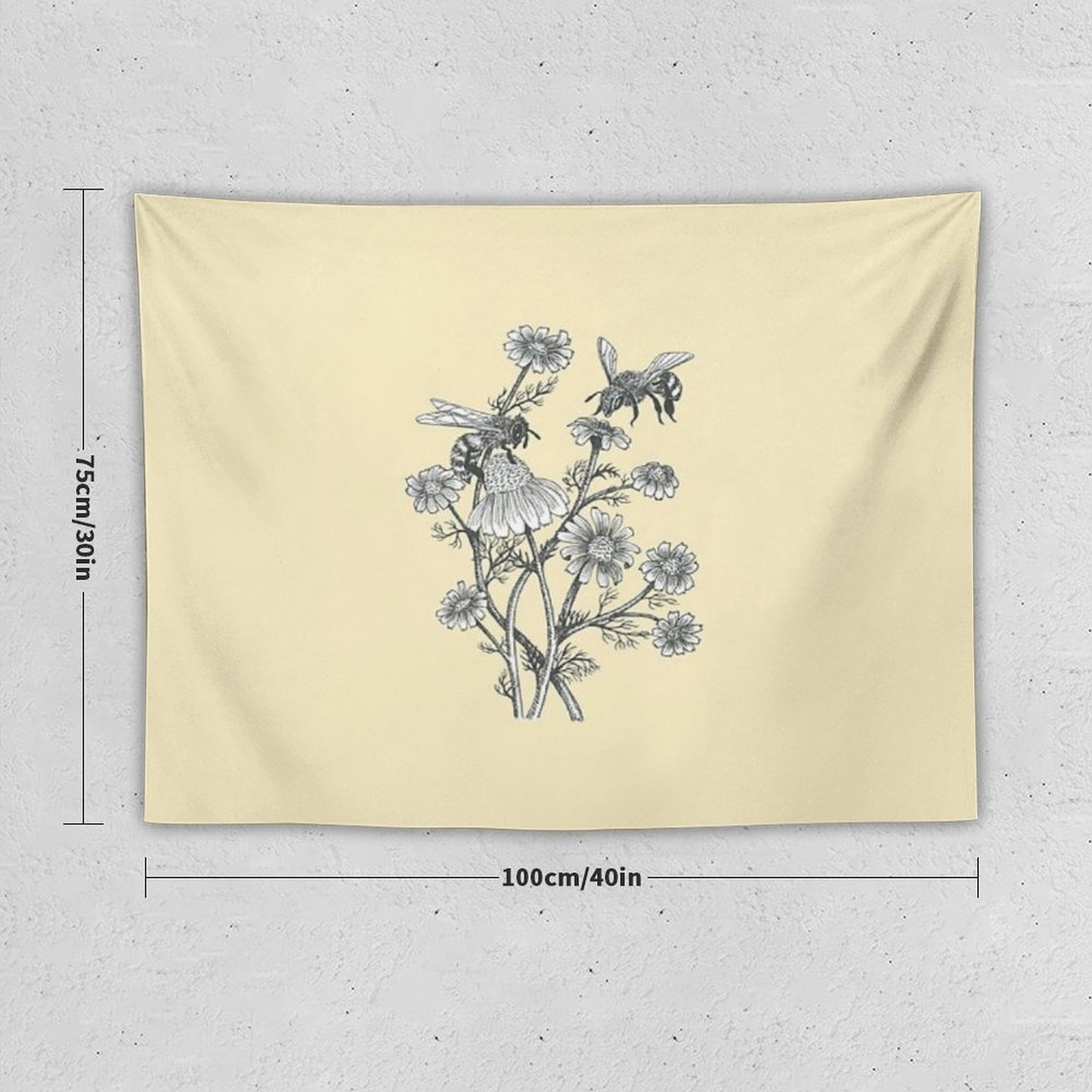 Bees And Chamomile on Honey Background Tapestry