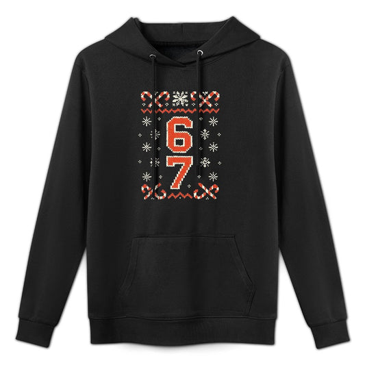 Funny 67 Meme Ugly Christmas Sweatern Boys Kids Mom Dad Shape Retention Hoodie