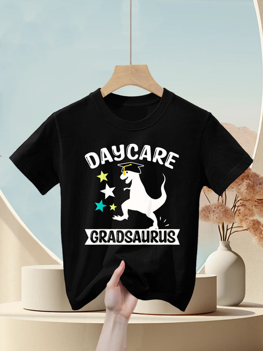 Kids Daycare Gradsaurus Dinosaur Baby Boy Daycare Graduation Kids T-Shirt