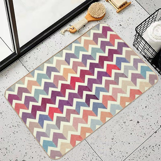 Watercolor Chevron Pattern VII Pet-Safe Bath Mat