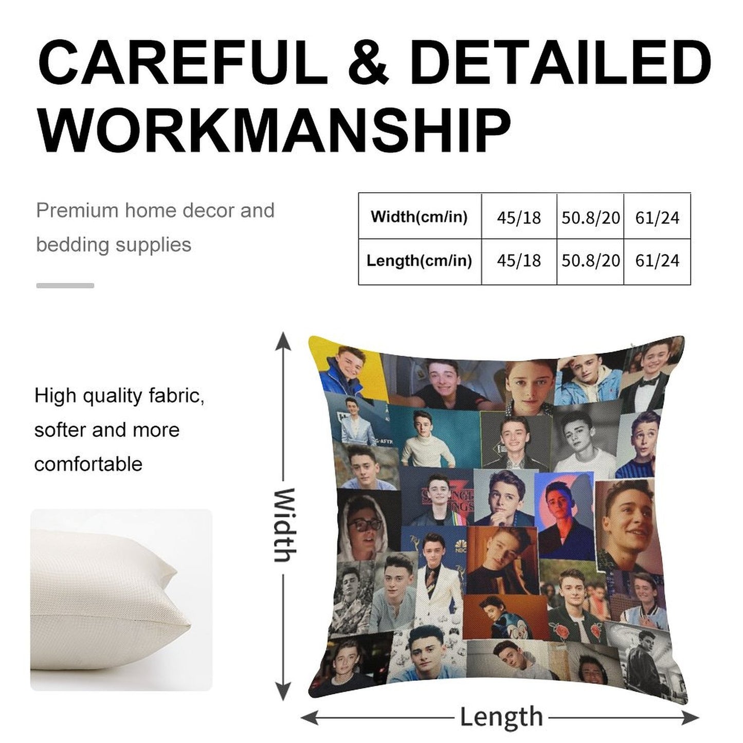 Noah Schnapp Linen Throw Pillow Cover