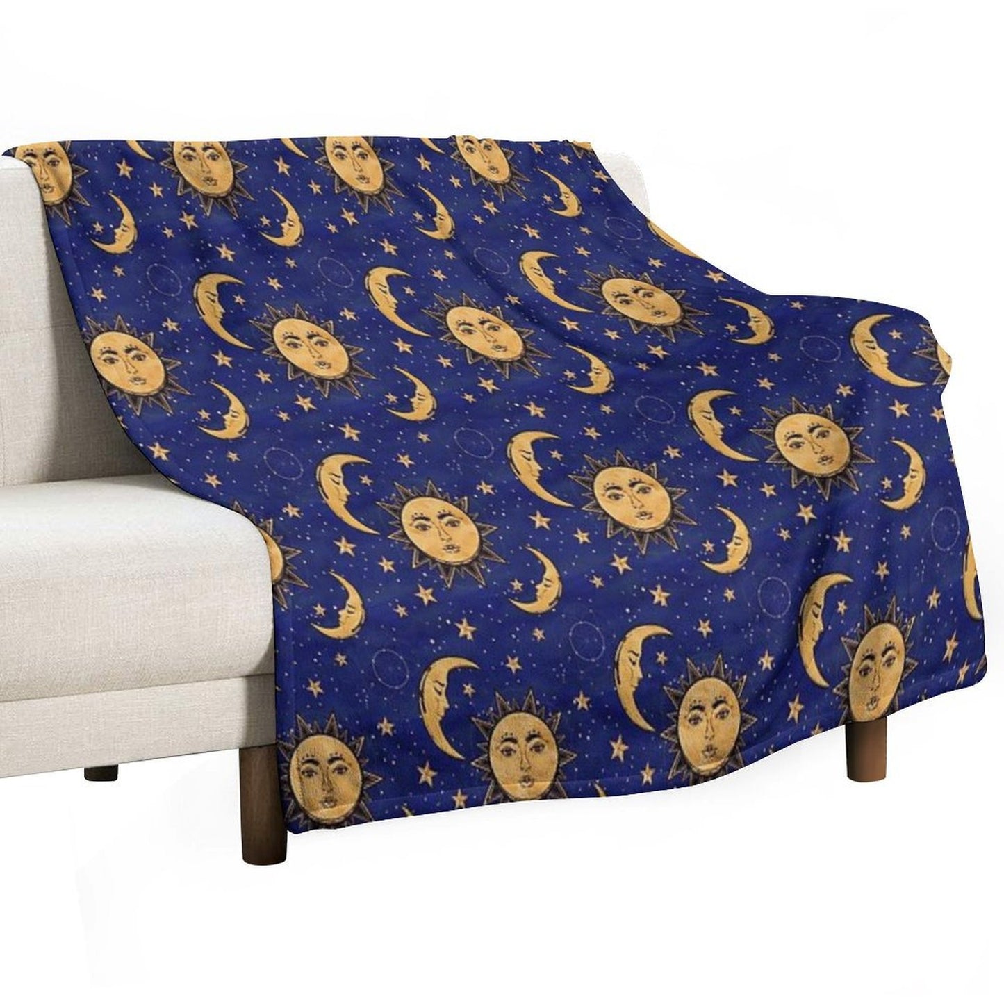 Vintage Moon And Sun Stars Celestial Throw Blanket