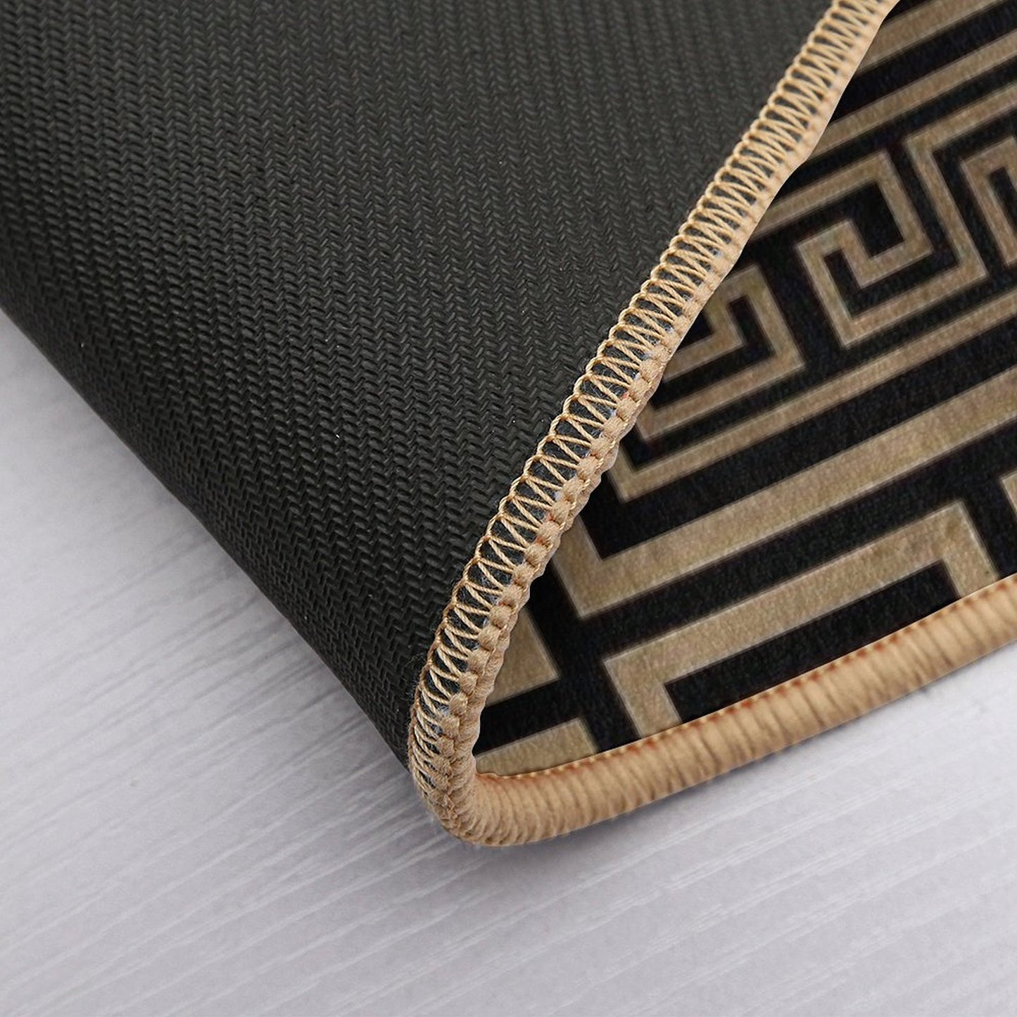 Greek Key Ornament - Greek Meander -Gold on Black Bath Mat