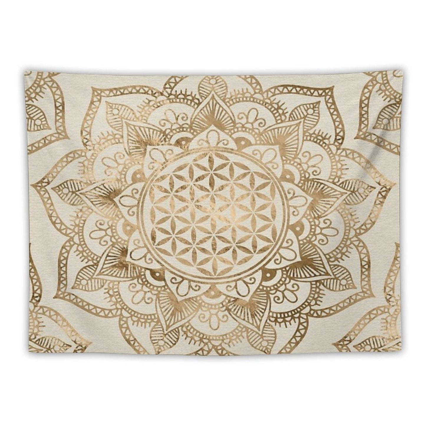 Flower of Life in Lotus - Pastel Golds And Canvas Tapestry