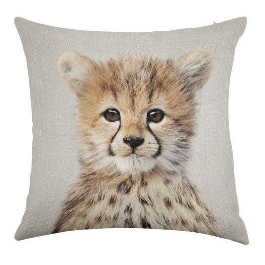 Baby Cheetah - Colorful Linen Throw Pillow Cover