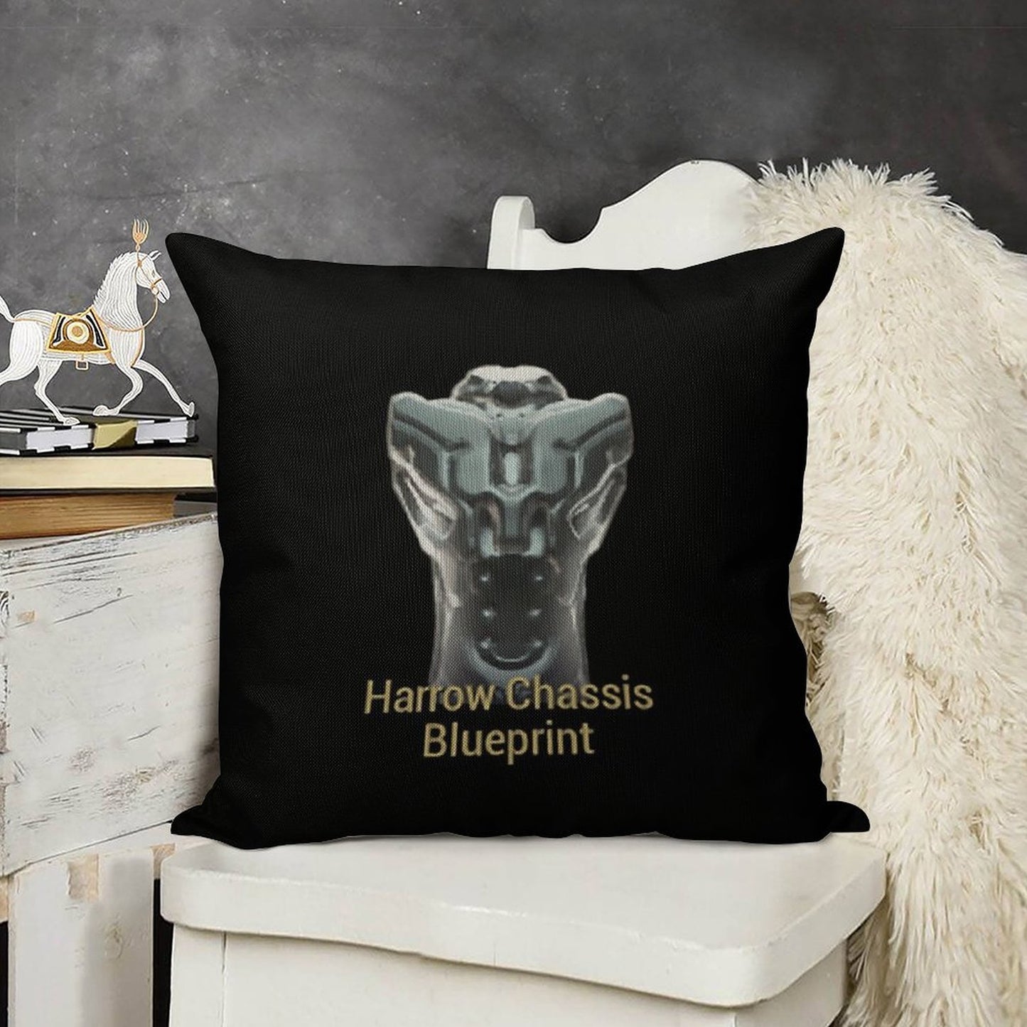 Harrow Chassis Blueprint Warframe Tennocon Meme Linen Throw Pillow Cover