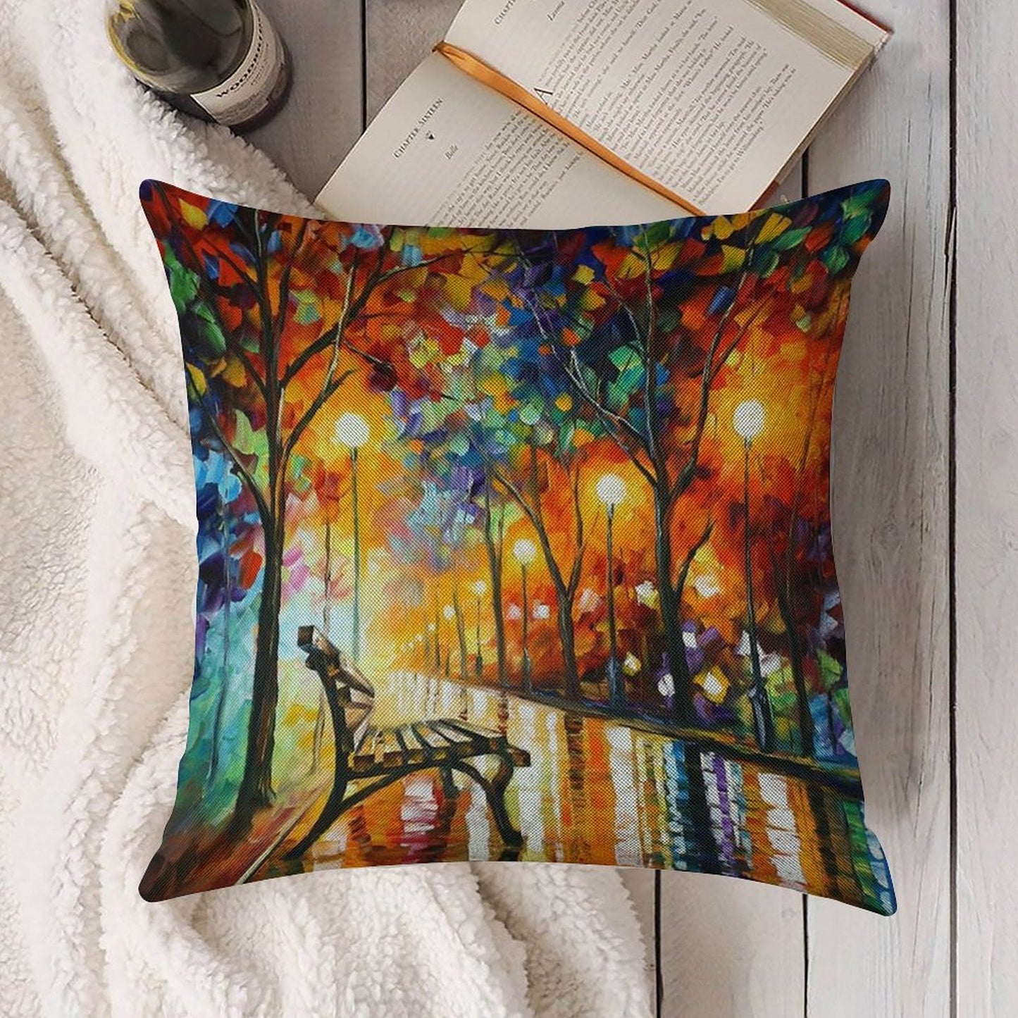THE LONELINESS OF AUTUMN - Leonid Afremov Linen Throw Pillow Cover