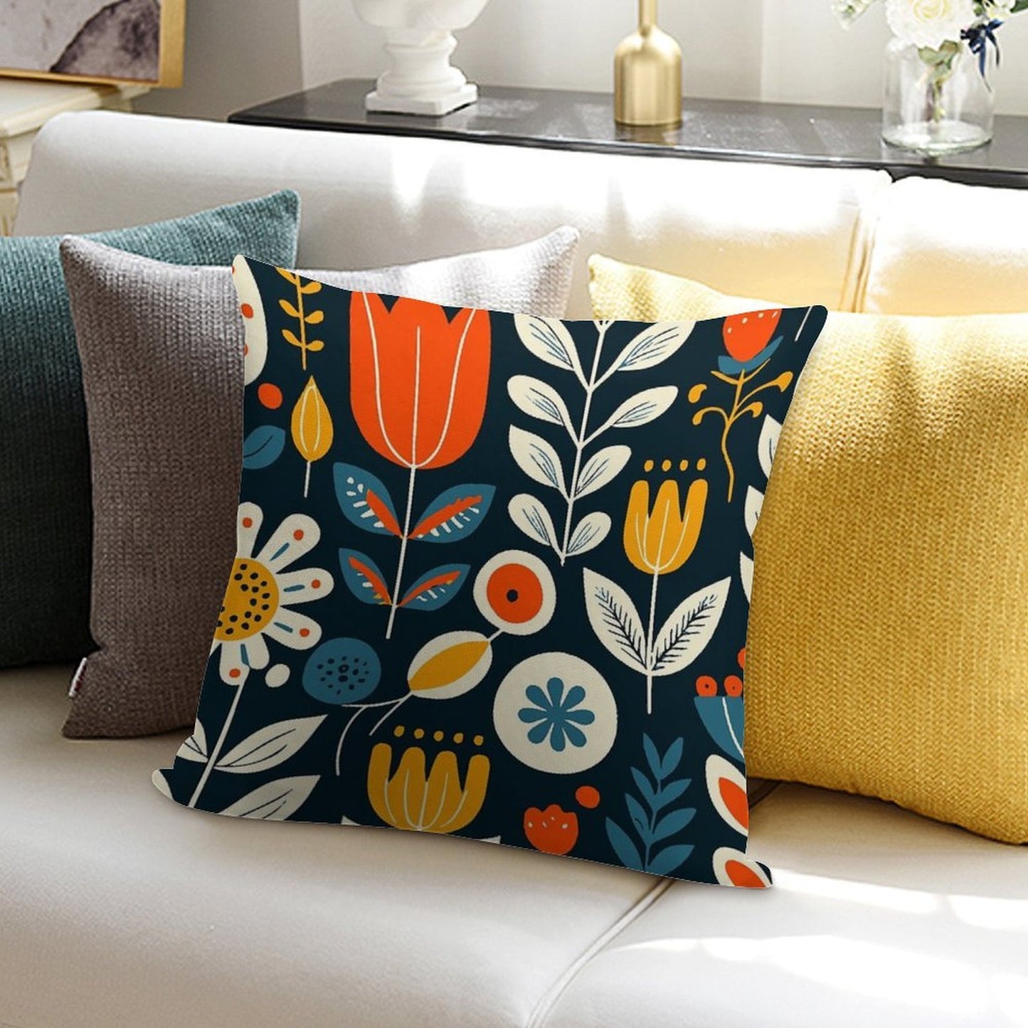 Scandinavian Floral Soft Gift Ready Throw Pillow