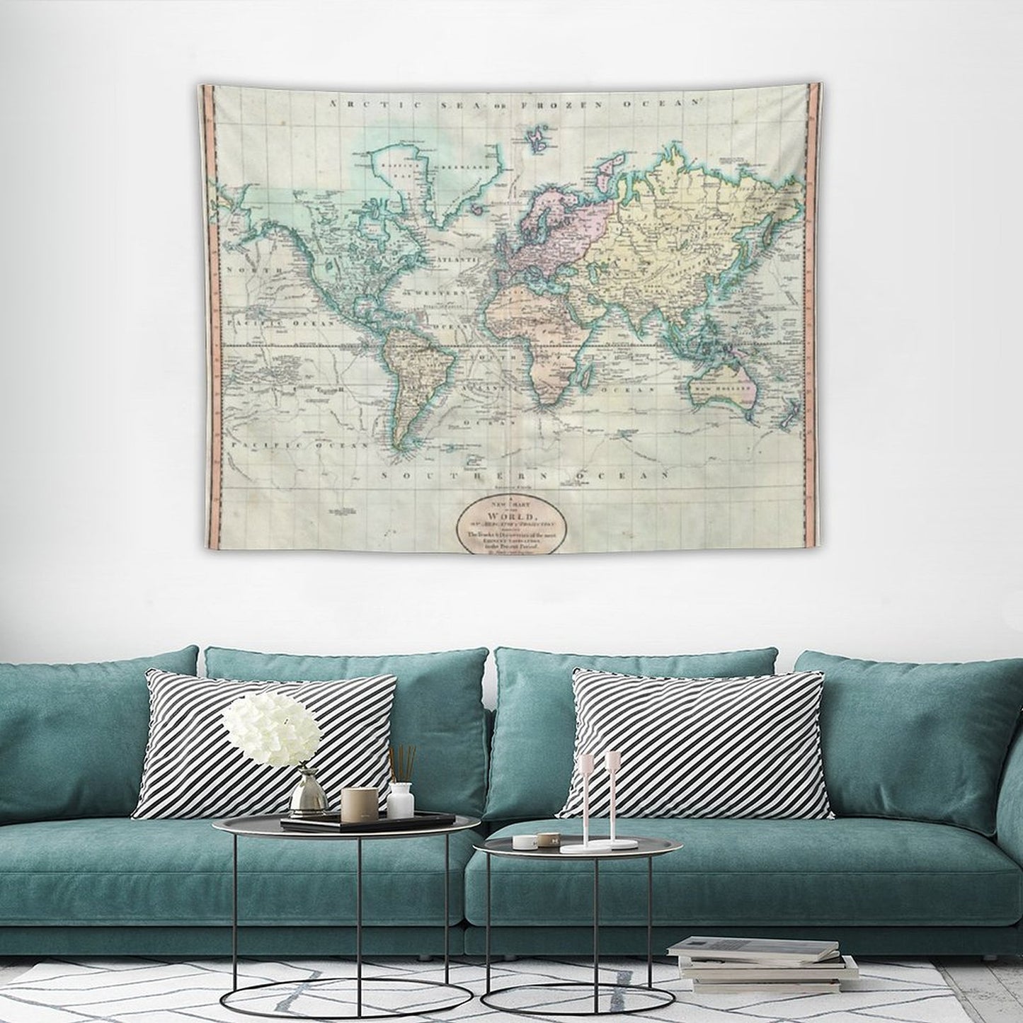 Vintage Map of The World Tapestry