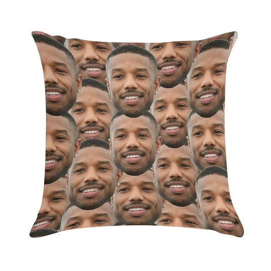 Michael B Jordan Heads Soft Short Plush Fabric Throw Pillow