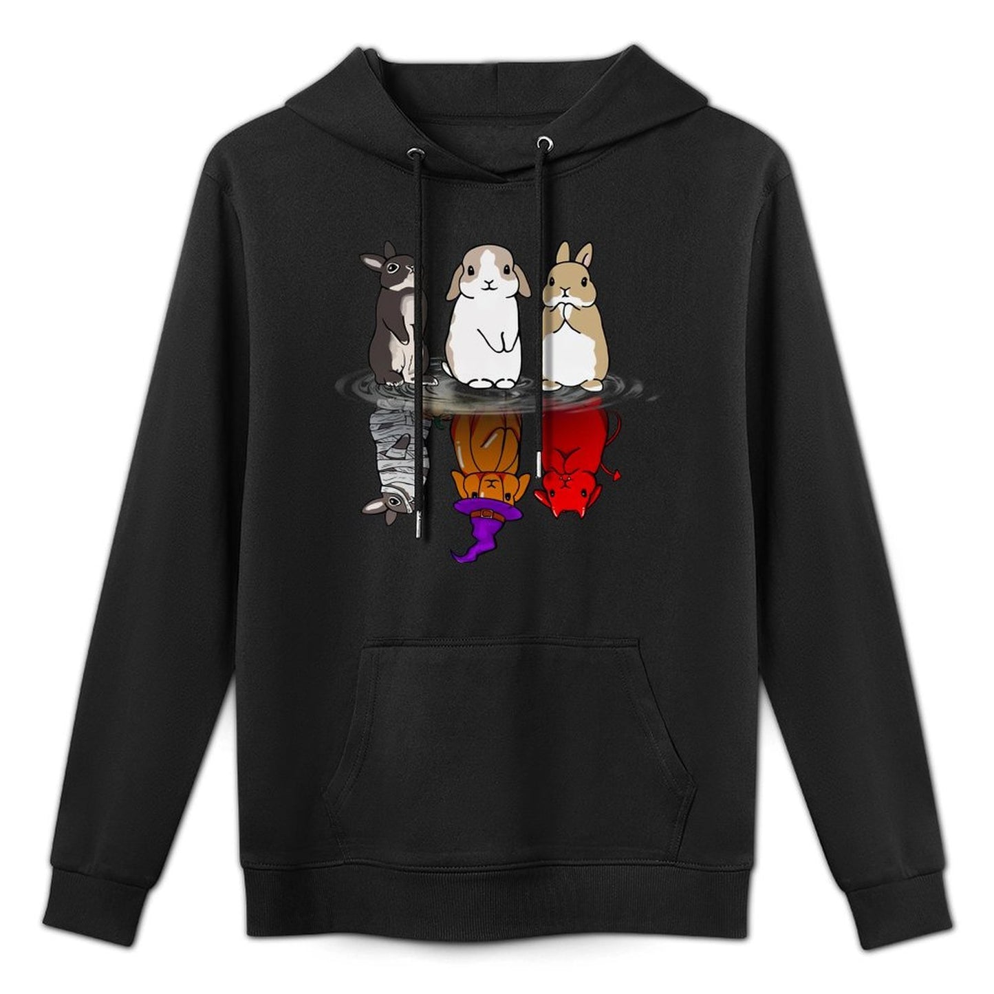 Rabbit Halloween Reflect Rabbit Halloween Mirror Bunnies Relaxed Fit Hoodie