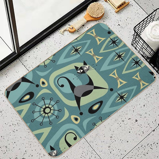 Mid Century Cat Abstract ©️studioxtine Bath Mat