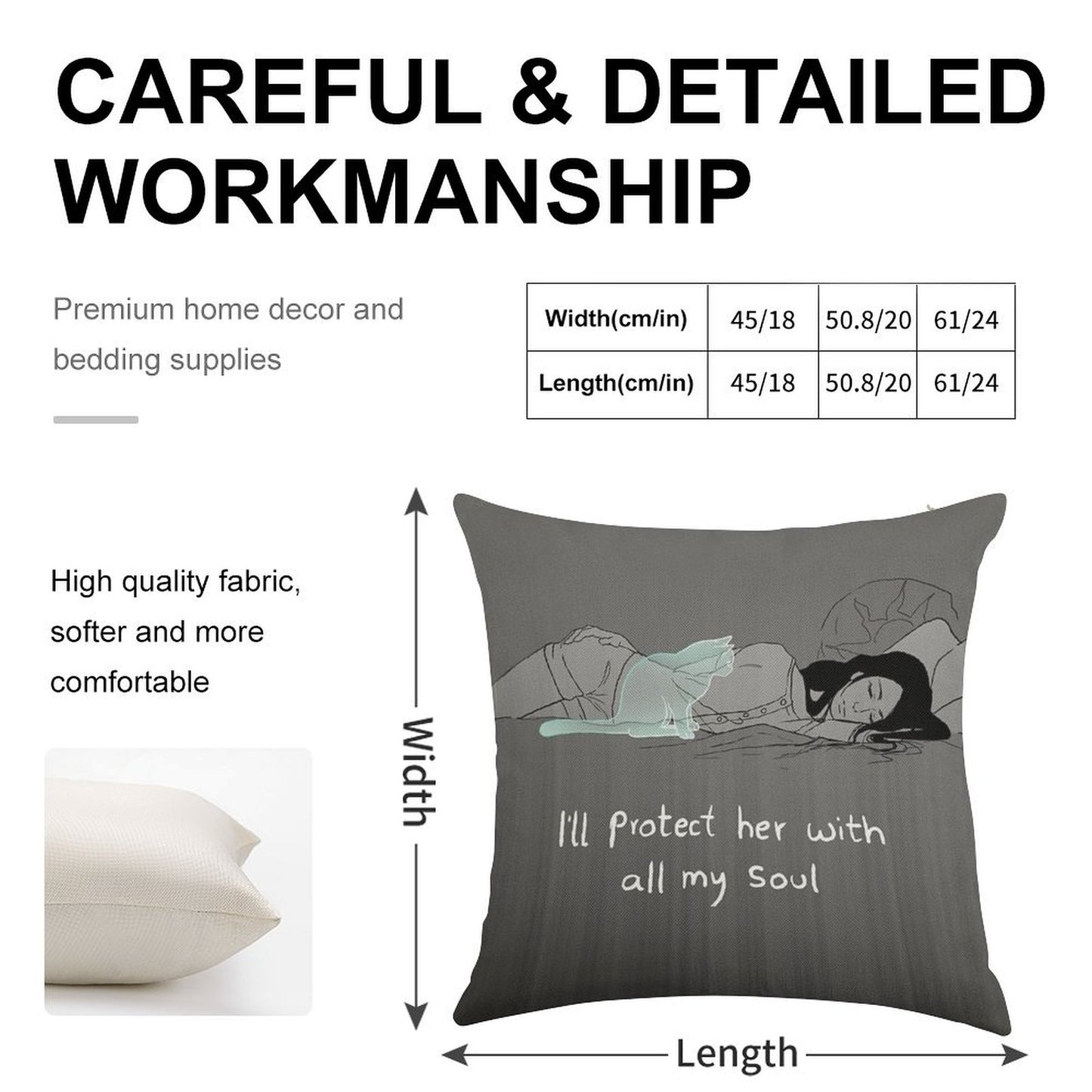 Guardian Soul Linen Throw Pillow Cover