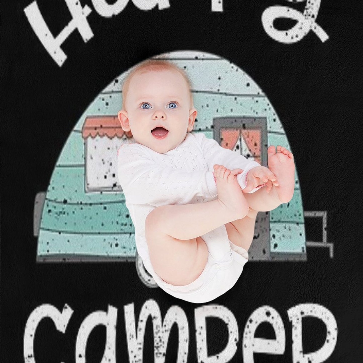 Happy Camper Retro Trailer RV Caravan Camping Throw Blanket