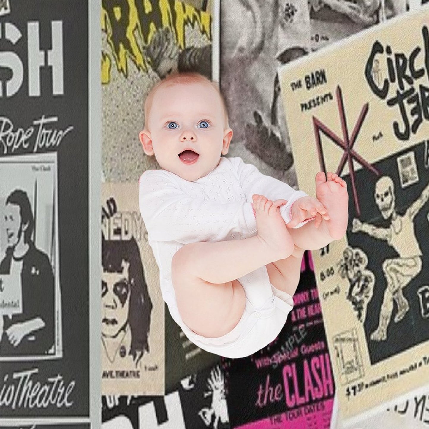 Punk Rock Music Flyers Collage Throw Blanket