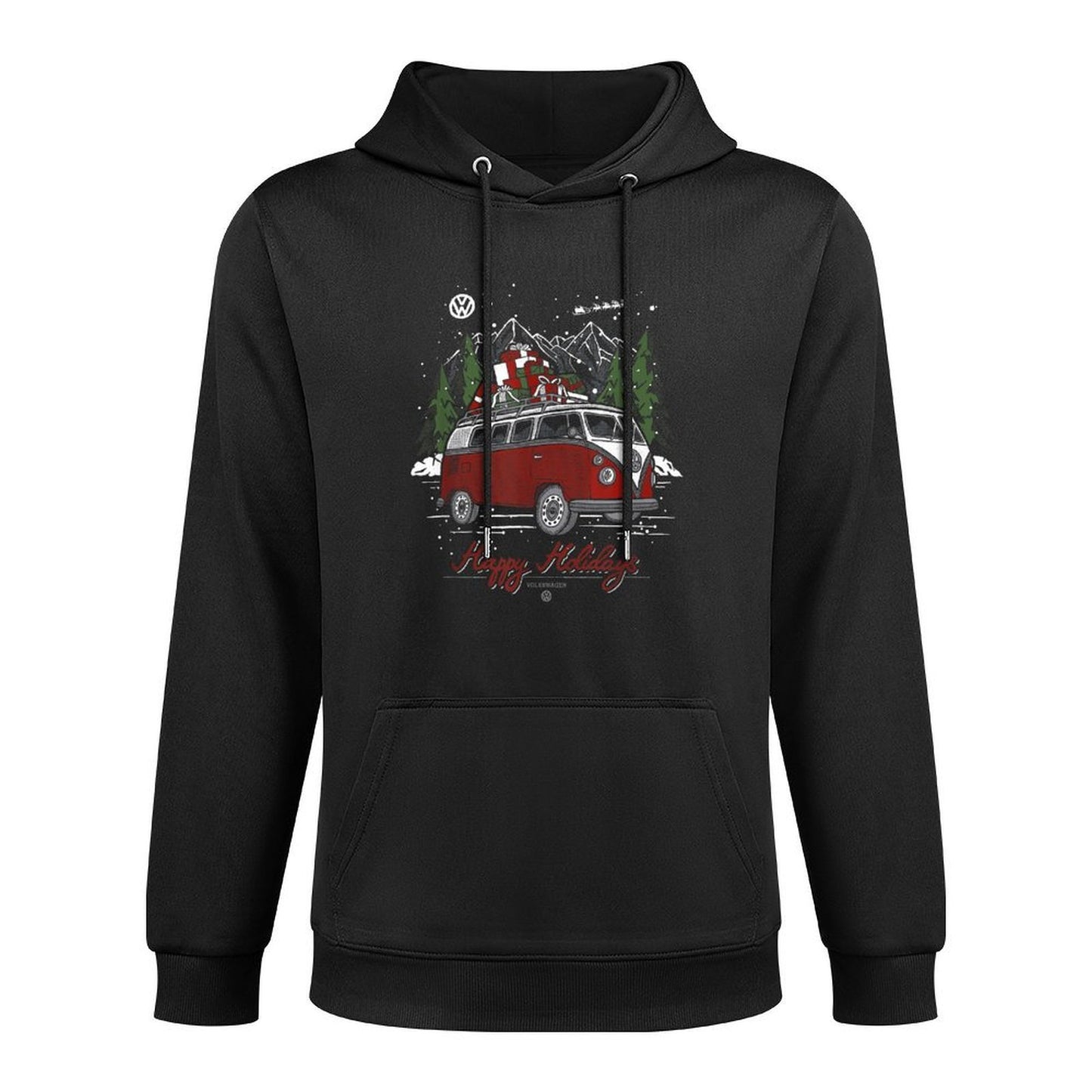 Volkswagen Mens Christmas Camper, Black, Small Moisture-Wicking Hoodie