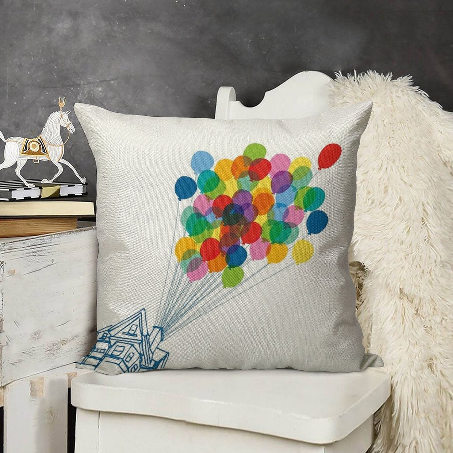 Up There - Up Linen Throw Pillow Cover
