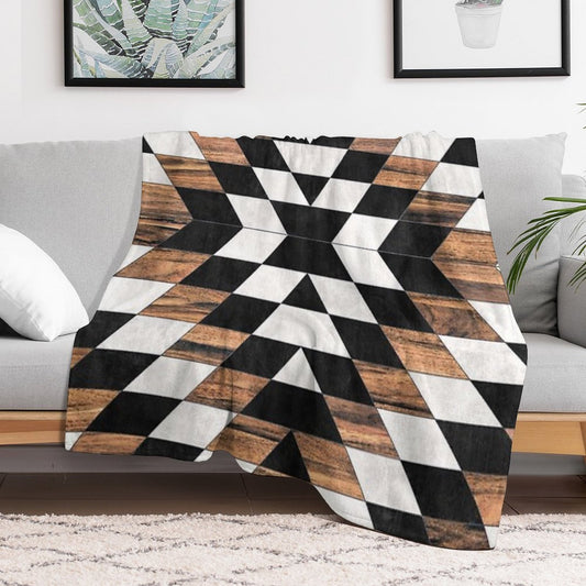 Urban Tribal Pattern No.13 - Aztec - Concrete And Wood Throw Blanket