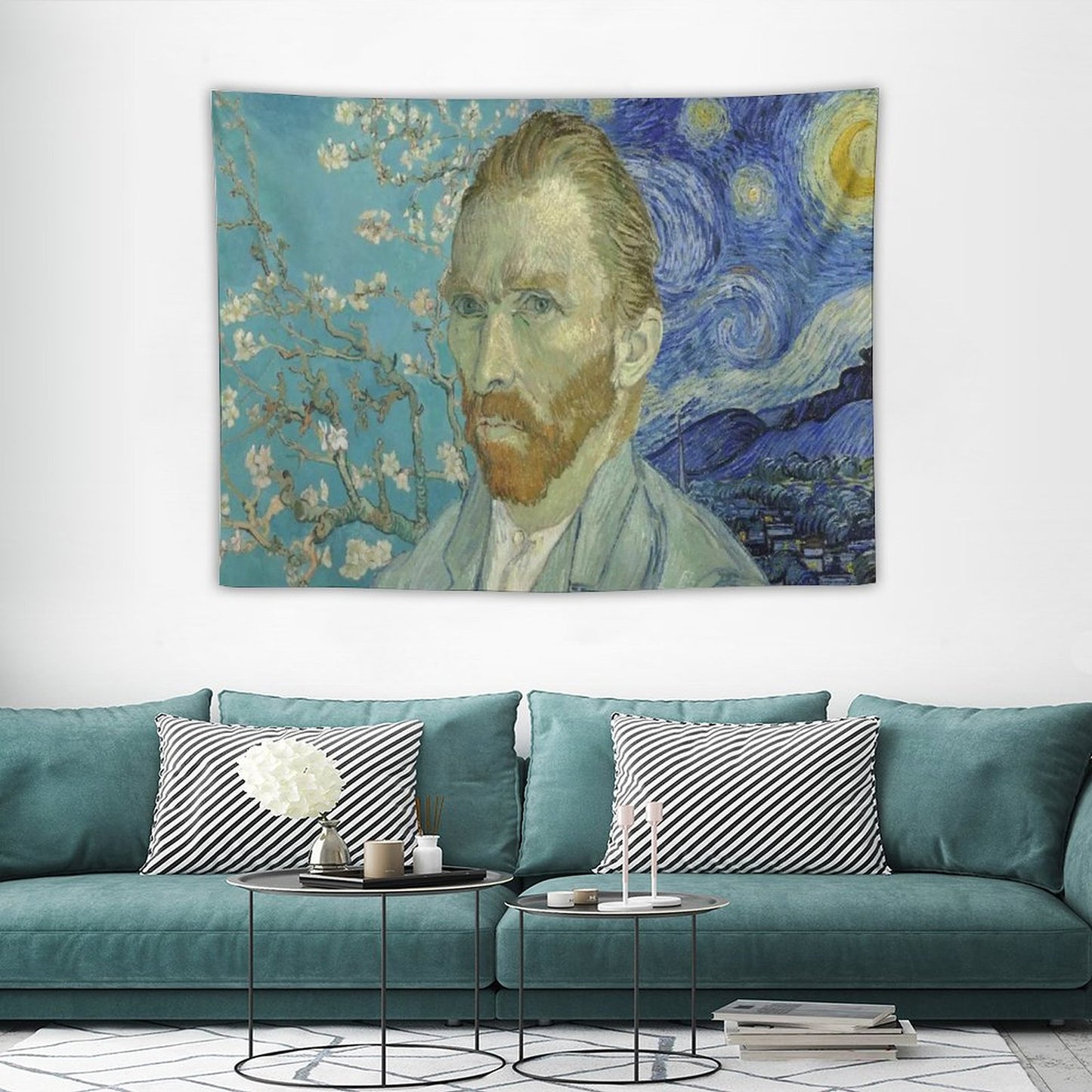 Van Gogh with Stary Night & Almond Blossoms Tapestry