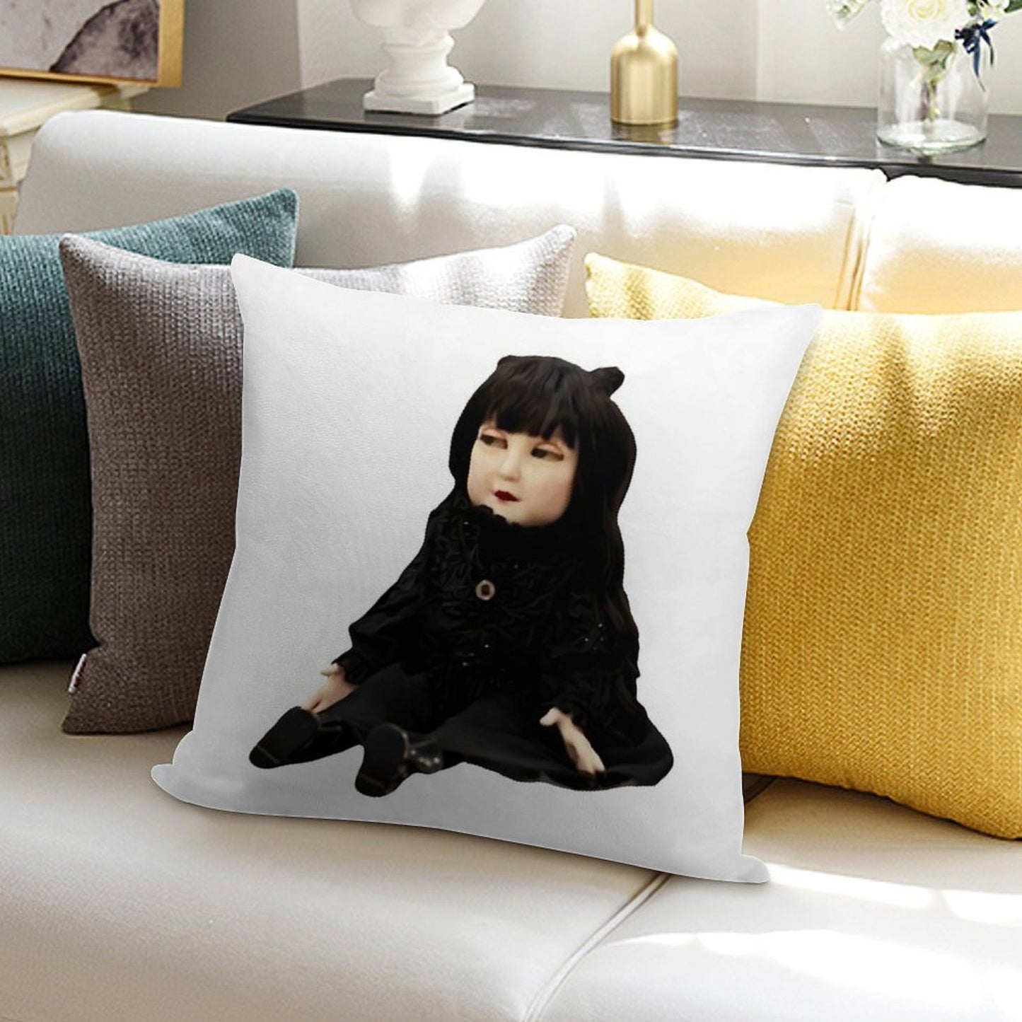 Nadja Doll Soft Short Plush Fabric Throw Pillow