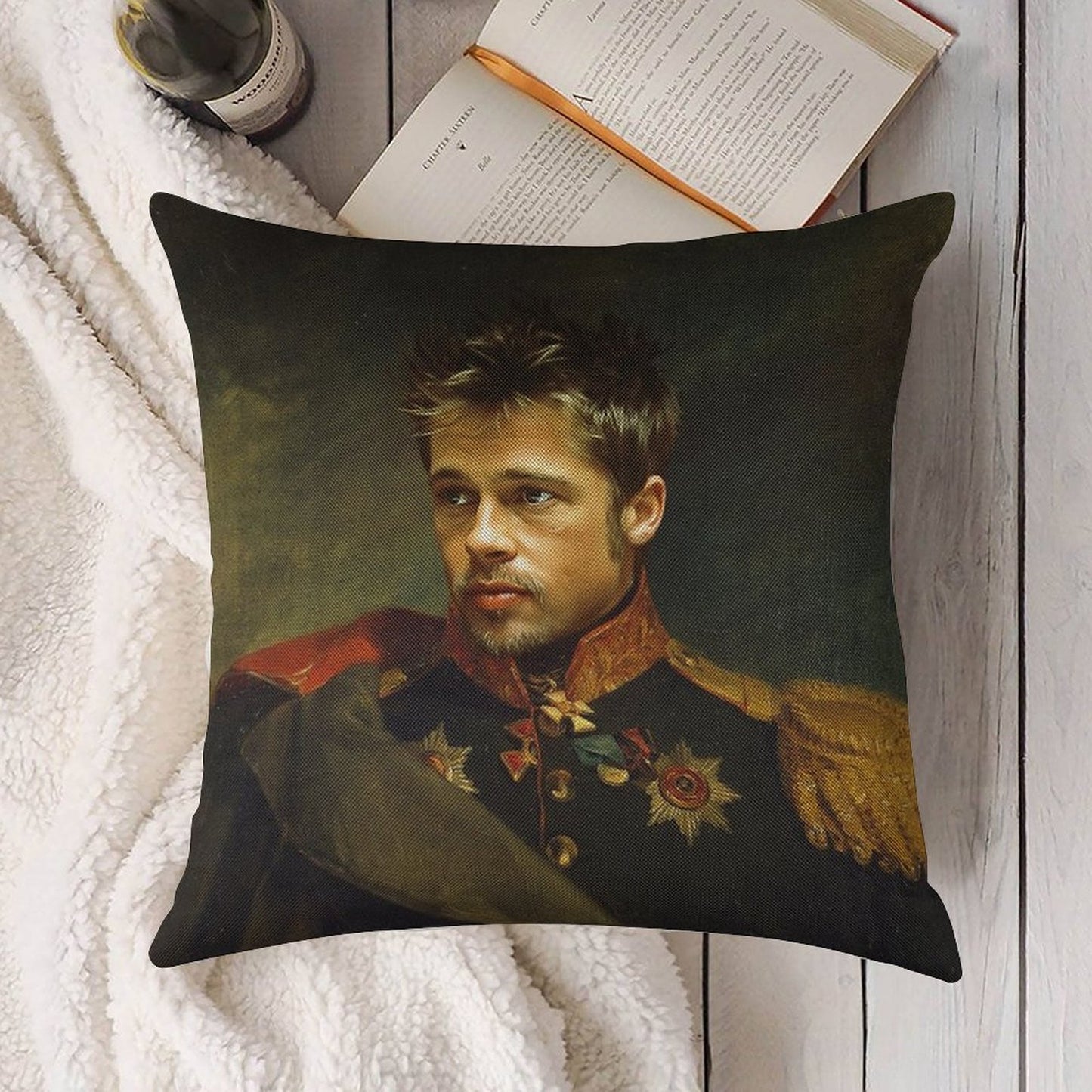 Brad Pitt - Replaceface Linen Throw Pillow Cover