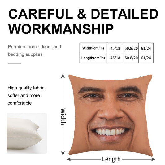 Obama Linen Throw Pillow Cover