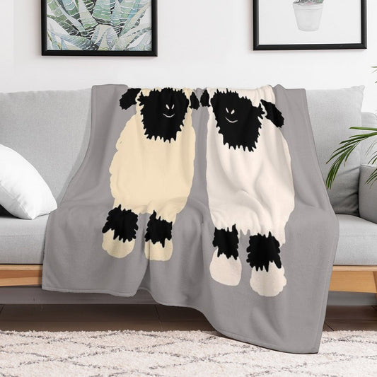 Valais Black Nose Sheep Friends Throw Blanket