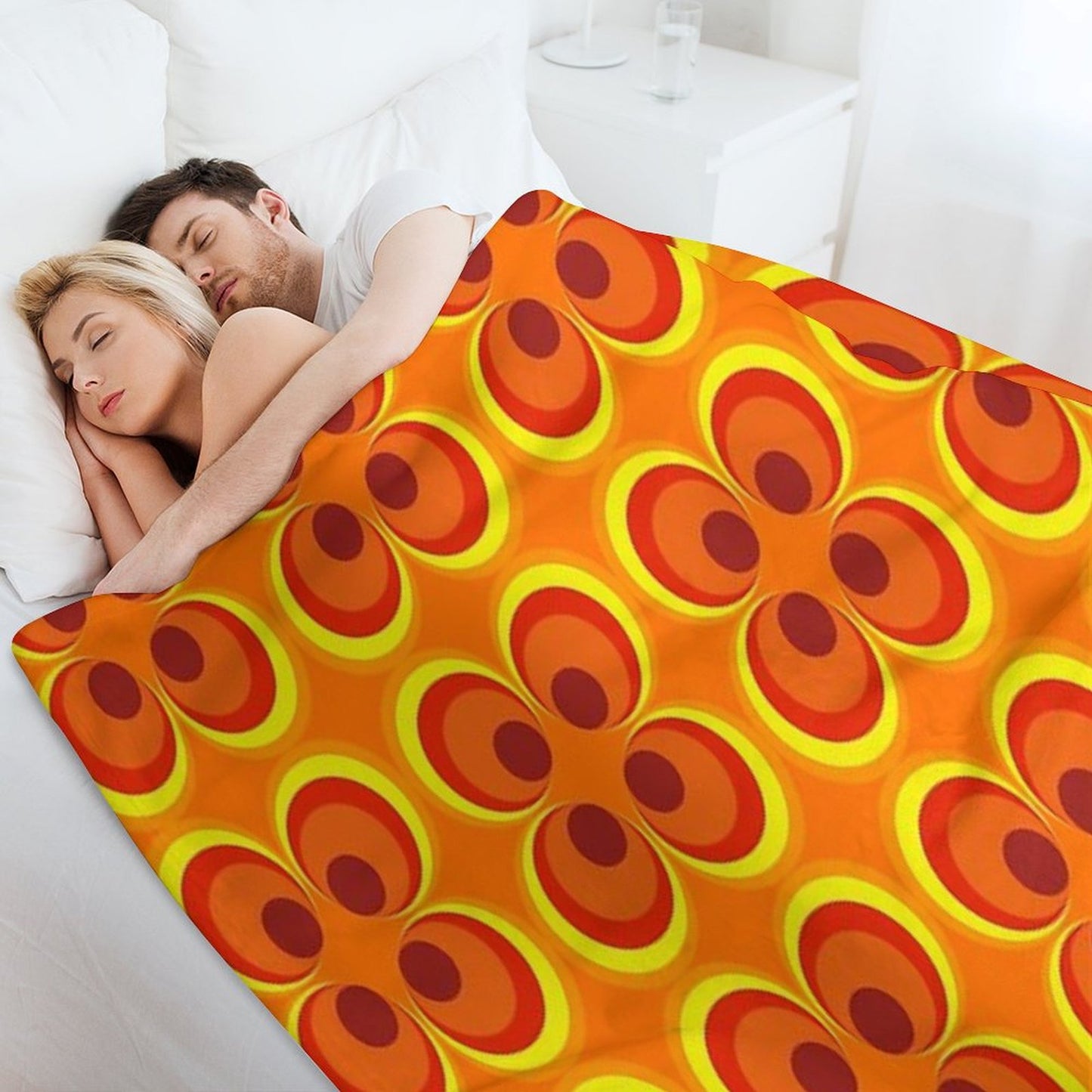 1970s Burnt Orange Retro Design Throw Blanket