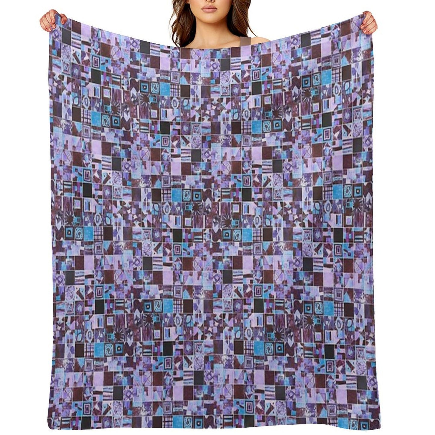 Hand-Painted Tiny Tiles Photo Pattern Throw Blanket